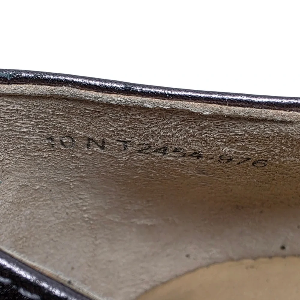 Trotters Emerald Pointed Toe Mary Jane Flats Pewter Metallic Leather 10 NIB $150